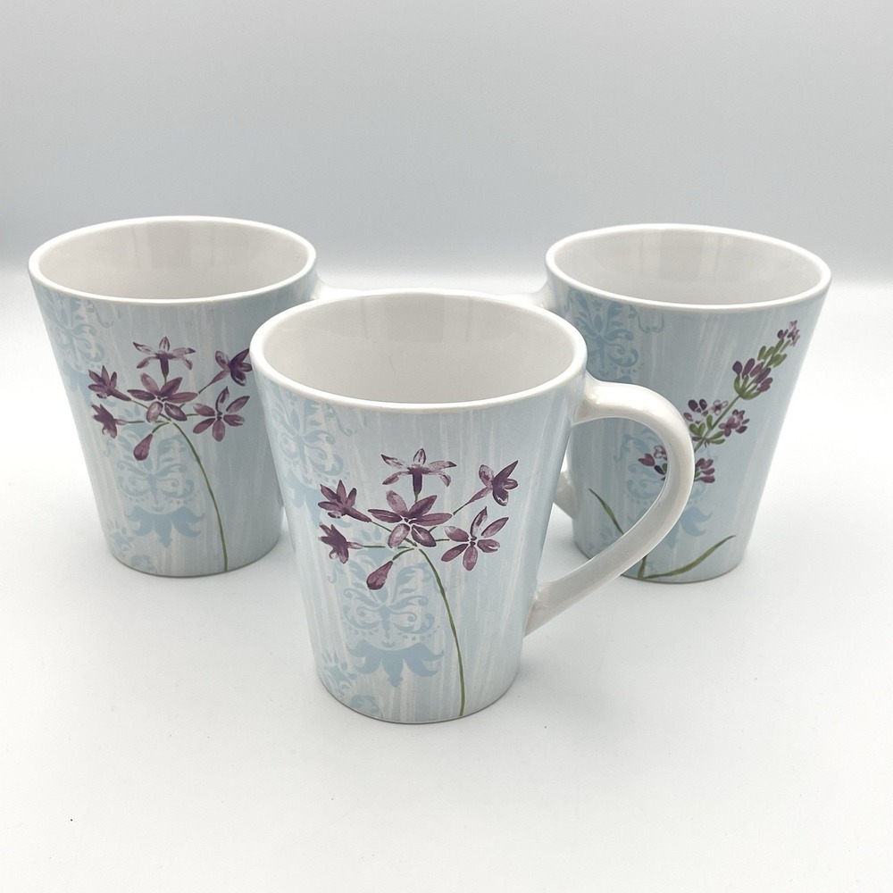 Set Of 3 Corelle Stoneware Coordinates Floral SUMMER MEADOW Coffee Tea Mugs Cups